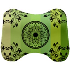 Green Grid Cute Flower Mandala Head Support Cushion