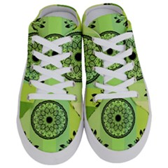 Green Grid Cute Flower Mandala Half Slippers