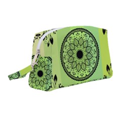 Green Grid Cute Flower Mandala Wristlet Pouch Bag (medium) by Magicworlddreamarts1