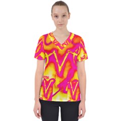 Pop Art Love Graffiti Women s V-neck Scrub Top by essentialimage365