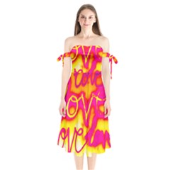 Pop Art Love Graffiti Shoulder Tie Bardot Midi Dress