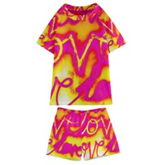 Pop Art Love Graffiti Kids  Swim Tee And Shorts Set by essentialimage365