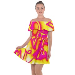 Pop Art Love Graffiti Off Shoulder Velour Dress by essentialimage365