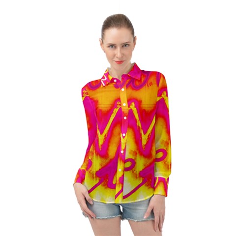 Pop Art Love Graffiti Long Sleeve Chiffon Shirt by essentialimage365