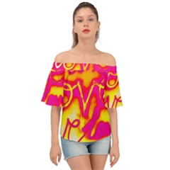 Pop Art Love Graffiti Off Shoulder Short Sleeve Top by essentialimage365