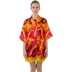  Graffiti Love Half Sleeve Satin Kimono  by essentialimage365
