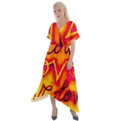  Graffiti Love Cross Front Sharkbite Hem Maxi Dress by essentialimage365