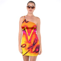  Graffiti Love One Soulder Bodycon Dress by essentialimage365