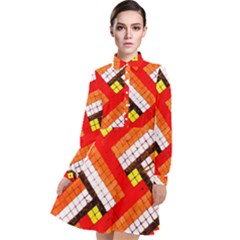 Pop Art Mosaic Long Sleeve Chiffon Shirt Dress