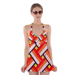 Pop Art Mosaic Halter Dress Swimsuit  by essentialimage365