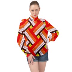 Pop Art Mosaic High Neck Long Sleeve Chiffon Top by essentialimage365