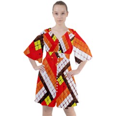 Pop Art Mosaic Boho Button Up Dress by essentialimage365