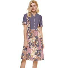 Flower Button Top Knee Length Dress