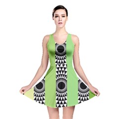  Green Check Pattern, Vertical Mandala Reversible Skater Dress by Magicworlddreamarts1