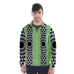  Green Check Pattern, Vertical Mandala Men s Windbreaker by Magicworlddreamarts1