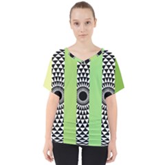  Green Check Pattern, Vertical Mandala V-neck Dolman Drape Top by Magicworlddreamarts1
