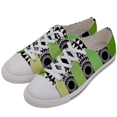  Green Check Pattern, Vertical Mandala Women s Low Top Canvas Sneakers by Magicworlddreamarts1