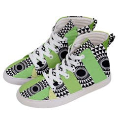  Green Check Pattern, Vertical Mandala Women s Hi-top Skate Sneakers by Magicworlddreamarts1