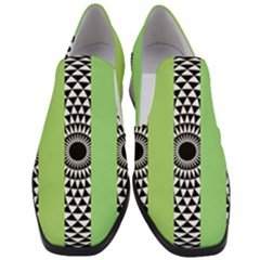  Green Check Pattern, Vertical Mandala Women Slip On Heel Loafers by Magicworlddreamarts1