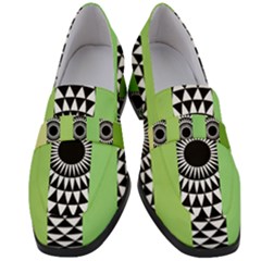  Green Check Pattern, Vertical Mandala Women s Chunky Heel Loafers by Magicworlddreamarts1