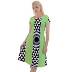 Green Check Pattern, Vertical Mandala Classic Short Sleeve Dress