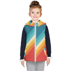 Classic Retro Stripes Kids  Hooded Puffer Vest by AlphaOmega