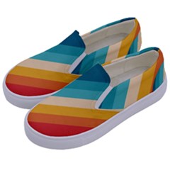 Classic Retro Stripes Kids  Canvas Slip Ons by AlphaOmega