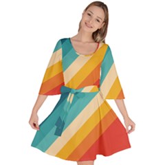 Classic Retro Stripes Velour Kimono Dress