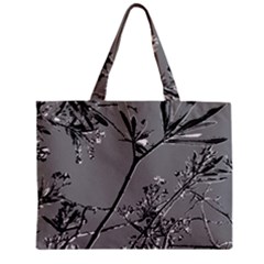 Grey Colors Flowers And Branches Illustration Print Zipper Mini Tote Bag by dflcprintsclothing