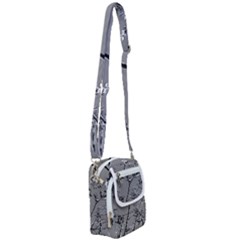 Grey Colors Flowers And Branches Illustration Print Shoulder Strap Belt Bag by dflcprintsclothing
