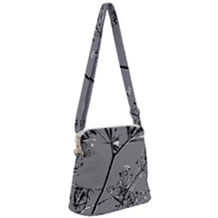 Grey Colors Flowers And Branches Illustration Print Zipper Messenger Bag by dflcprintsclothing