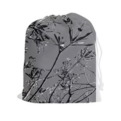 Grey Colors Flowers And Branches Illustration Print Drawstring Pouch (2xl) by dflcprintsclothing