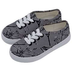 Grey Colors Flowers And Branches Illustration Print Kids  Classic Low Top Sneakers by dflcprintsclothing