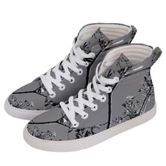 Grey Colors Flowers And Branches Illustration Print Women s Hi-top Skate Sneakers by dflcprintsclothing