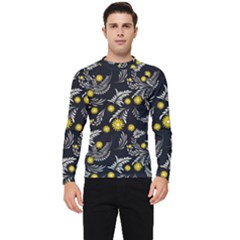 Folk Flowers Art Pattern Floral Abstract Surface Design  Seamless Pattern Men s Long Sleeve Rash Guard by Eskimos