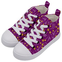 Folk Flowers Art Pattern Floral Abstract Surface Design  Seamless Pattern Kids  Mid-top Canvas Sneakers by Eskimos
