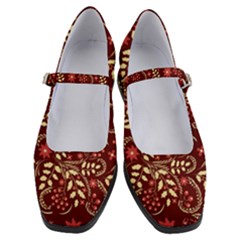 Folk flowers art pattern Floral abstract surface design  Seamless pattern Women s Mary Jane Shoes