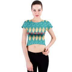 Starfish And Seashells  Sea Crew Neck Crop Top by SychEva