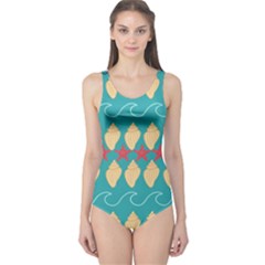 Starfish And Seashells  Sea One Piece Swimsuit by SychEva