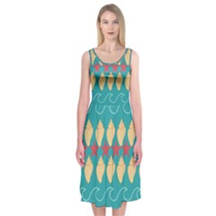 Starfish And Seashells  Sea Midi Sleeveless Dress