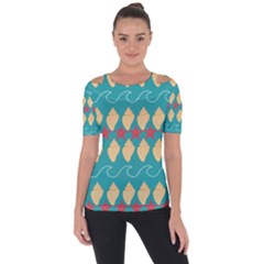 Starfish And Seashells  Sea Shoulder Cut Out Short Sleeve Top by SychEva