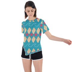 Starfish And Seashells  Sea Asymmetrical Short Sleeve Sports Tee by SychEva