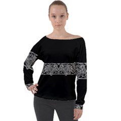 Derivation And Variations 4 Off Shoulder Long Sleeve Velour Top