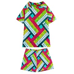 Pop Art Mosaic Kids  Swim Tee And Shorts Set by essentialimage365