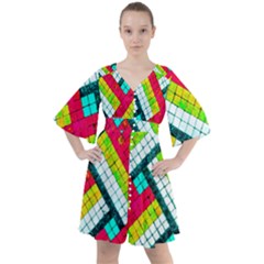 Pop Art Mosaic Boho Button Up Dress by essentialimage365