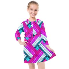 Pop Art Mosaic Kids  Quarter Sleeve Shirt Dress by essentialimage365