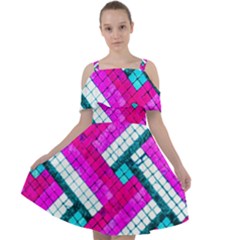 Pop Art Mosaic Cut Out Shoulders Chiffon Dress by essentialimage365