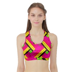 Pop Art Mosaic Sports Bra with Border