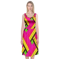 Pop Art Mosaic Midi Sleeveless Dress by essentialimage365