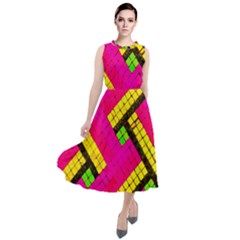 Pop Art Mosaic Round Neck Boho Dress